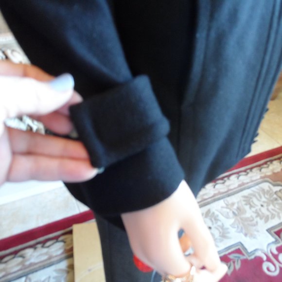 Banana Republic Black Wool Pea Coat w/Ruffle Detail Size XS - Picture 13 of 16